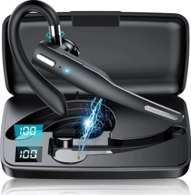 Trucker Wireless Headset Bluetooth 5.1 Earpiece Dual Mic Earbud Noise Cancelling