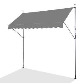 300x120x200-300cm, Grey, Support Canopy, Polyester Fabric, Aluminum-iron Frame, Retractable