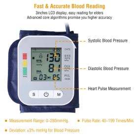 1Pc Digital Arm Blood Pressure Monitor LCD Digital Heart Beat BP Gauge Health Test With Voice