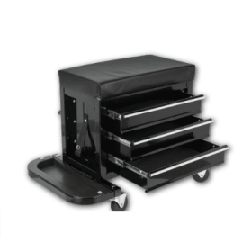 3-Drawer Tool Chest Rolling Mechanic Seat With Tool Trays,350lbs Max Weight Capacity,Black