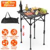 Portable Folding Camping Table With Adjustable Height Rustproof Carbon Steel Foldable Roll-Up Camping Table for Picnic Camping Hiking Beach BBQ 55LBS