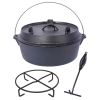 Pre-Seasoned Cast Iron Dutch Oven With Skillet Lid, Outdoor Camping Deep Pot for Camping Fireplace Cooking BBQ Baking Campfire, With Iron Pot Rack