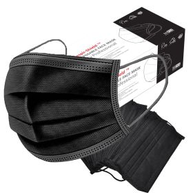 Respir-Shield��� 100PCS - 3 PLY Black Non-Medical Disposable Face Masks;  Comfortable Elastic Ear loops Face Masks;  Breathable for Daily Protection A