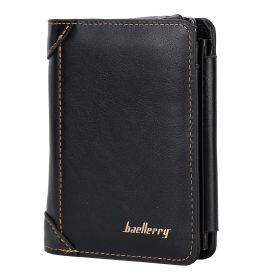 1Pc Men Leather Wallet ID Card Holder Purse Trifold Clutch Money Zipper With ID Window 14 Credit Card 1 ID Card