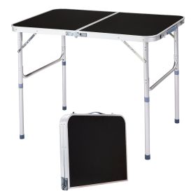 3ft Black Outdoor Folding Table Aluminum Alloy Rectangular 50kg Two Fold Tabletop