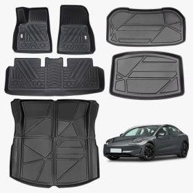 Odorless TPE Floor Mat For Tesla Model 3 2023-2025 6 PCS Waterproof Duty-Proof Fully Surrounded Floor Liner Protection Foot Pad