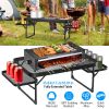 Foldable Camping Table Collapsible Picnic Aluminum Alloy Grill Stand 88LBS Max Load BBQ Table with 2 Side Trays