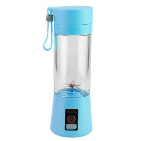 Portable Juicer Blender USB Rechargeable Juicer Cup Fruit Baby Food Mixing Machine w/ 6 Blades Powerful Motor (Option: 380MLUSBJuicerCupBlue)