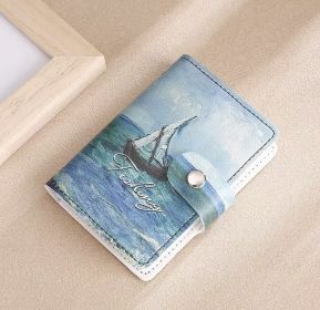 Flower Anime  Anti-degaussing Multiple Card Slots Bank  Document Package Large Capacity Card Holder (Option: Sailboat)