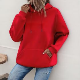 Women's Loose And Fashionable Casual Hoodie (Option: Red-M)