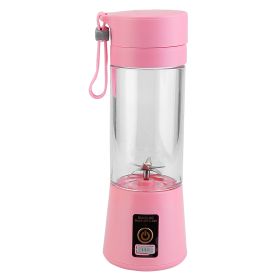Portable Juicer Blender USB Rechargeable Juicer Cup Fruit Baby Food Mixing Machine w/ 6 Blades Powerful Motor (Option: 380MLUSBJuicerCupPink)