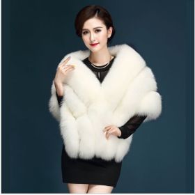 Autumn And Winter New Fox Fur Silver Fox  Fur Coat Shawl Cape Female (Option: White-Uniform code)