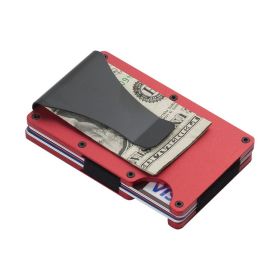 Carbon Fiber Wallet Aluminum Alloy Bank Card Holder (Option: Red1pcs)