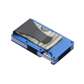 Carbon Fiber Wallet Aluminum Alloy Bank Card Holder (Option: Blue1pcs)