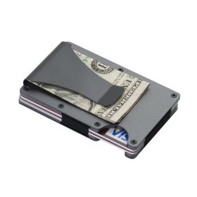 Carbon Fiber Wallet Aluminum Alloy Bank Card Holder (Option: Grey1pcs)