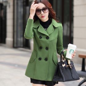 Ladies Autumn Casual Woolen Coat (Option: Green-L)