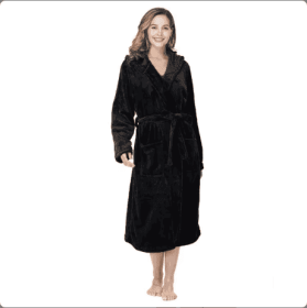 Local Stock Plush Oversize Winter Soft Warm Long Flannel Bathrobe With Hooded Women Thick Night Fleece Bath Robes Dressing (Option: Black-S)