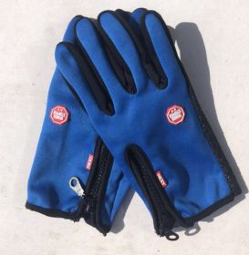 Full Finger Touch Screen Zipper Ski Gloves (Option: Ordinary blue-XL)