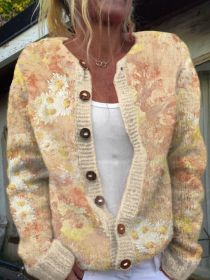 3D Digital Printing Cardigan Knitted Coat (Option: HWJ165908-XL)