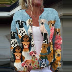 3D Digital Printing Cardigan Knitted Coat (Option: HWJ165612-XL)