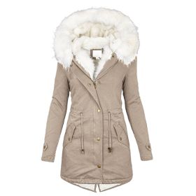 Women's cotton padded jacket with white collar (Option: Light grey-M)