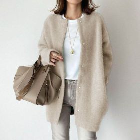 Japanese And Korean Light Mature Woman Long-sleeved Coat Super Soft Woolen (Option: Beige Apricot Woolen Material-XS)