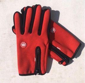 Full Finger Touch Screen Zipper Ski Gloves (Option: Ordinary red-L)