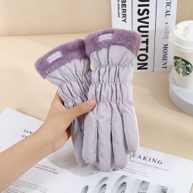 Warm Gloves Winter Women's Touch Screen Fleece-lined Thickened (Option: Fur Mouth Bear Purple)
