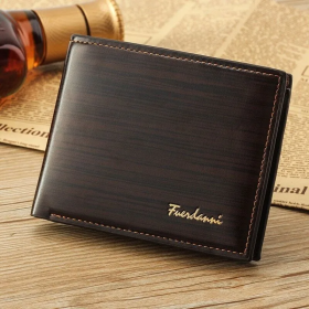 Men's Bifold Leather Credit ID Card Holder Wallet Billfold Purse Clutch Billfold (Option: Glossy Dark Brown)