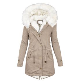 Women's cotton padded jacket with white collar (Option: Light grey-S)
