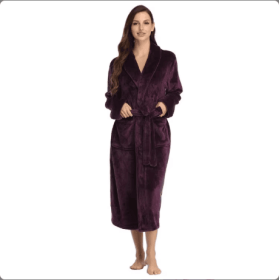 Local Stock Plush Oversize Winter Soft Warm Long Flannel Bathrobe With Hooded Women Thick Night Fleece Bath Robes Dressing (Option: Purple-S)