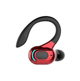 New Bluetooth 5.1 Headset Wireless Earbuds Earphones Stereo Headphones Ear Hook (Color: Red)