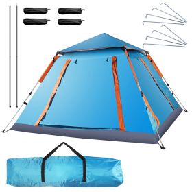 4-5 Person Camping Tent Outdoor Foldable Waterproof Tent with 2 Mosquito Nets Windows Carrying Bag for Hiking Climbing Adventure Fishing (Option: CampingTentBlue)