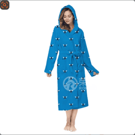Local Stock Plush Oversize Winter Soft Warm Long Flannel Bathrobe With Hooded Women Thick Night Fleece Bath Robes Dressing (Option: Beer blue-S)