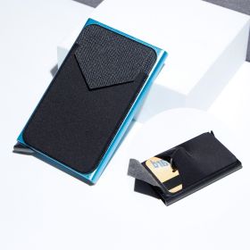 Metal Card Strap Lycra Cloth Anti-theft Swiping Aluminum Alloy Credit Card Box Business Card Case Multi Card Holder (Option: Blue-Average Size)