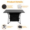 Foldable Camping Table With Storage Basket Rustproof Portable Aluminum Alloy Roll-Up Camping Table With Carrying Bag For Camping Hiking BBQ Picnic Fis