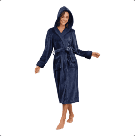 Local Stock Plush Oversize Winter Soft Warm Long Flannel Bathrobe With Hooded Women Thick Night Fleece Bath Robes Dressing (Option: Blue-S)