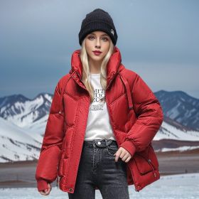 Winter Down Cotton Jacket Korean Loose Thick (Option: Red-M)