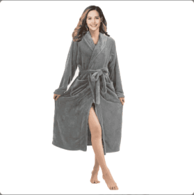 Local Stock Plush Oversize Winter Soft Warm Long Flannel Bathrobe With Hooded Women Thick Night Fleece Bath Robes Dressing (Option: Gray-S)