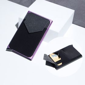 Metal Card Strap Lycra Cloth Anti-theft Swiping Aluminum Alloy Credit Card Box Business Card Case Multi Card Holder (Option: Purple-Average Size)