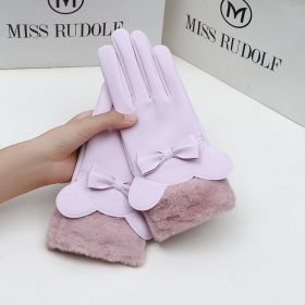 Warm Gloves Winter Women's Touch Screen Fleece-lined Thickened (Option: Composite Rabbit Pink)