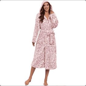 Local Stock Plush Oversize Winter Soft Warm Long Flannel Bathrobe With Hooded Women Thick Night Fleece Bath Robes Dressing (Option: Hooded pink-S)