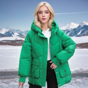 Winter Down Cotton Jacket Korean Loose Thick (Option: Green-M)