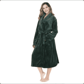 Local Stock Plush Oversize Winter Soft Warm Long Flannel Bathrobe With Hooded Women Thick Night Fleece Bath Robes Dressing (Option: Green-2XL)