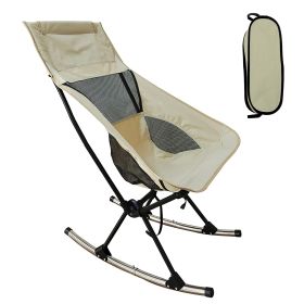 Portable Camping Rocking Chair 198LBS Weight Capacity Included Carry Bag High Back Rocker Chair For Patio Fishing Beach Lawn Travel (Option: CampingChairBeige)