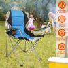 Foldable Camping Chair Heavy Duty Steel Lawn Chair Padded Seat Arm Back Beach Chair 330LBS Max Load with Cup Holder Carry Bag