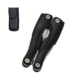 "Professional Stainless Steel Multi-Tool Pliers Set - 12-in-1 Survival Tool with Nylon Sheath" (Color: Black camping outdoor)
