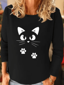 Women's Long Sleeve Hoodless Sweatshirt (Option: Black-S)