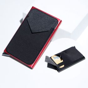 Metal Card Strap Lycra Cloth Anti-theft Swiping Aluminum Alloy Credit Card Box Business Card Case Multi Card Holder (Option: Red-Average Size)