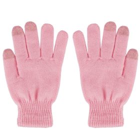 3 Color Options -- 1 Pair Unisex Winter Knit Gloves Touchscreen Outdoor Windproof Cycling Skiing Warm Gloves (Color: Pink)
